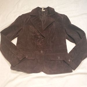 St John's Bay Brown Leather Blazer